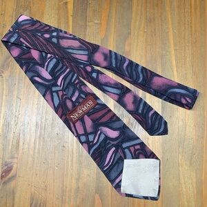 EUC Lee Newman Andrini Italian Silk Abstract Print Tie
